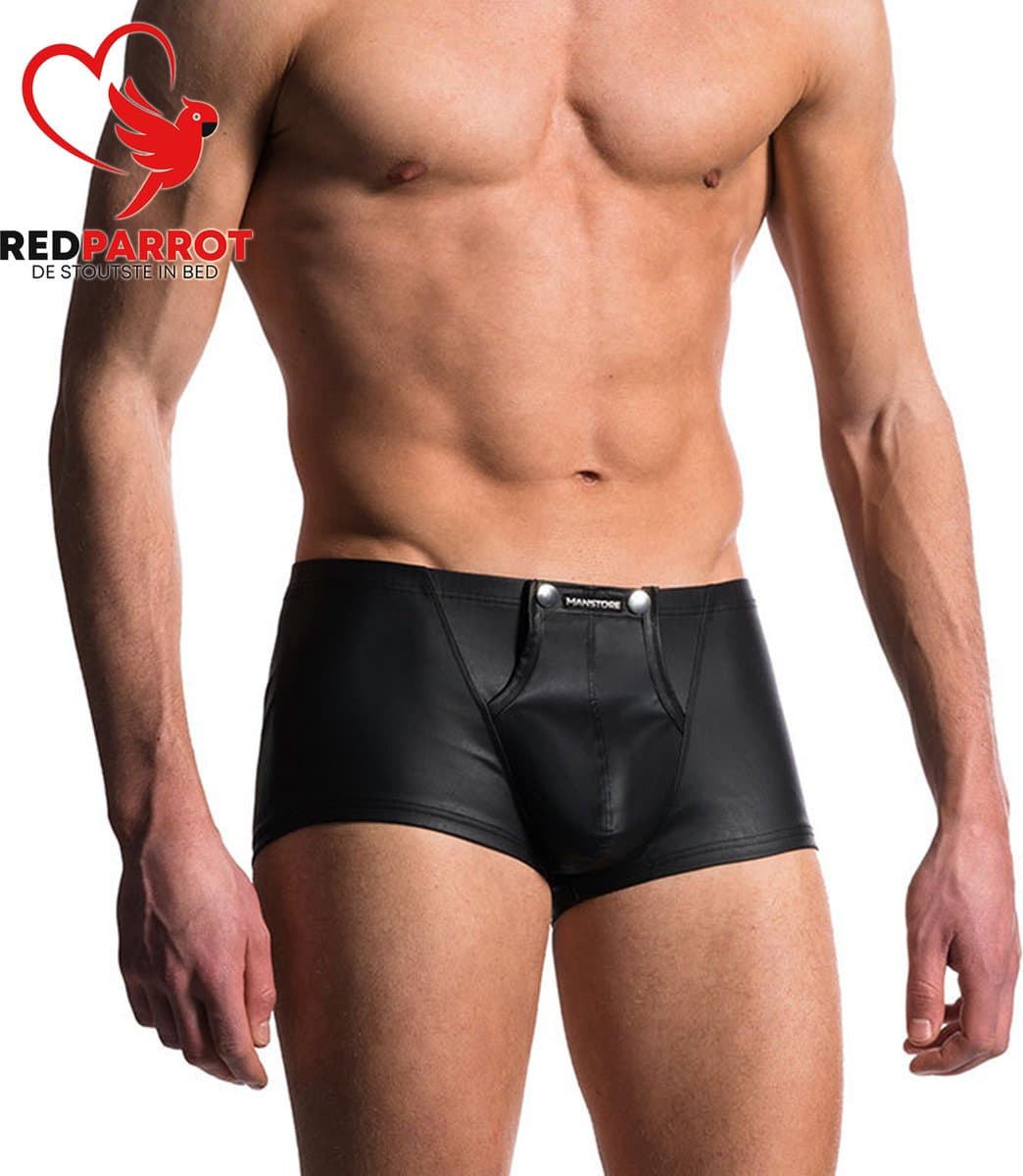 Lederen boxershort mogelijkheid tot open kruis - Knoopjes - Erotische slip heren — afbeelding 1