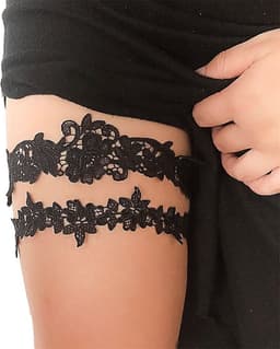 WiseGoods Luxe Kousenband Dames - Sexy Lingerie - Ondergoed Accessoires - Cadeau - Erotiek - Voor Kousen - Huwelijk - 2 stk Zwart — thumbnail 1