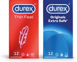 Durex - 24 stuks Condooms - Thin Feel 1x12 stuks - Extra Safe 1x12 stuks - Voordeelverpakking — thumbnail 1