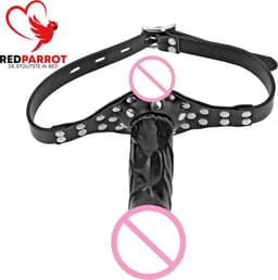 Gag met penis aan binnenzijde en dildo aan buitenzijde - Mondknevel - BDSM — thumbnail 3