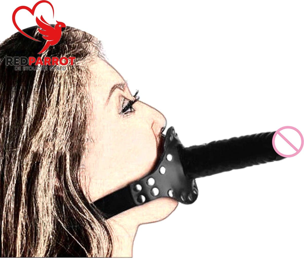 Gag met penis aan binnenzijde en dildo aan buitenzijde - Mondknevel - BDSM — afbeelding 1