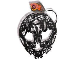 Los muertos, skul , Masker transparant met zwart kant, Kindercrea