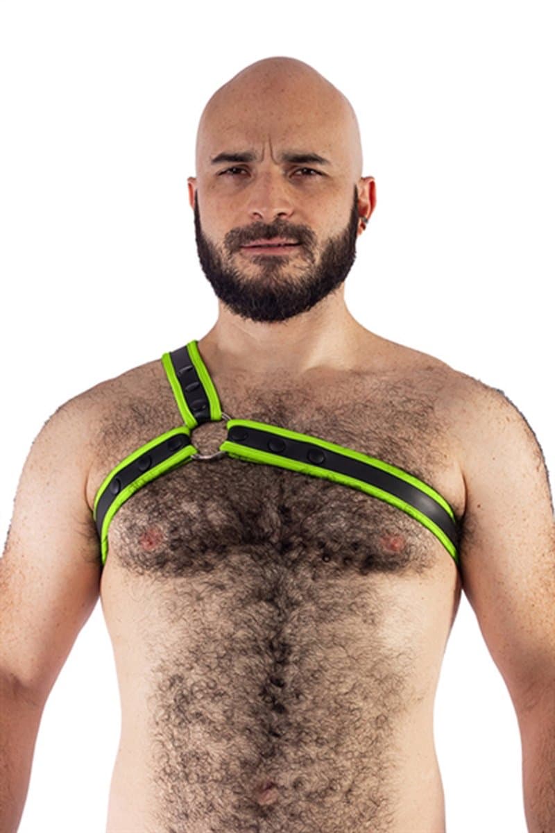 Mister b neoprene triangle harness black neon green — afbeelding 1