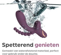 Sinsaa Tarzan Vibrator - Rabbit Vibrator – G-Spot & Luchtdruk Clitoris Stimulator – Anaal kralen - Vibrators voor vrouwen - 10 Vibratiesnelheden & 5 Zuigfunctie snelheden - Inclusief glijmiddel – Lana – Donker Paars — thumbnail 4