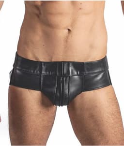 Mister B leren powerjock met zwarte bies xs — thumbnail 1