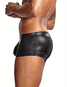 Zwarte Heren Boxershort met Slangenprint – Sexy Stretch Boxer met Korte Pijpen - Maat M — thumbnail 3