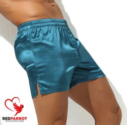 Satijnen Boxershort LatinLove | Heren Ondergoed | Heren lingerie | Uitdagende look | Blauw Groen — thumbnail 2