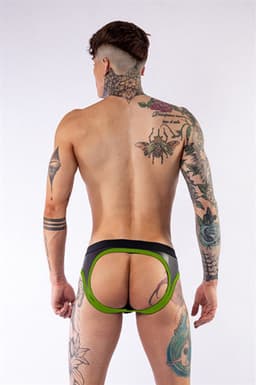 Mister b neoprene jock brief black neon green xs — thumbnail 2