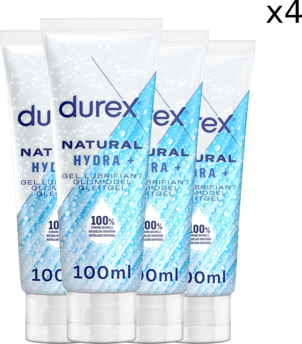 Durex Glijmiddel Natural - Hydraterend - 100% natuurlijk - 100ml x4 — afbeelding 1