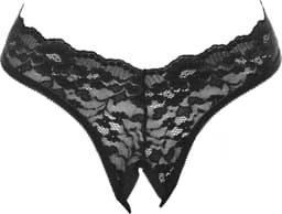 Amorable - G-String met Kanten Ruches - Open Kruis - One Size - Zwart — thumbnail 13