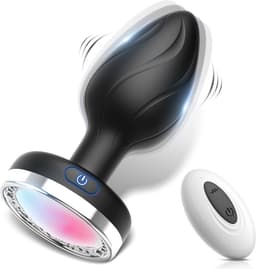 Erodit® Lightning buttplug - USB oplaadbare Led licht vibratie plug- 10 vibratie en licht standen- Siliconen buttplug met afstandsbediening anaal vibrerende plug- Seks speeltje- Erotiek mannen en vrouwen — thumbnail 1