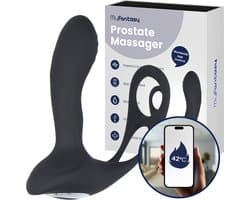 MyFantasy Prostaat Stimulator met Cockring – 42°C – Bestuurbaar met Nederlandse App – Prostaat Vibrator – Sex Toys voor Mannen & Koppels - Anaal Vibrator - Anale Speeltjes voor Mannen - Kamasutra Seksspeeltjes - Vibrerende Buttplug Dildo - Zwart