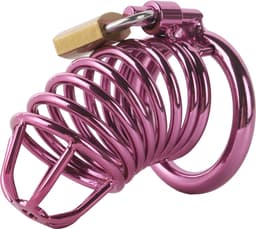 Banoch | Cockcage paars metaal | Chastity Cage met 3 ringen | 40 mm, 45 mm & 50 mm — thumbnail 2