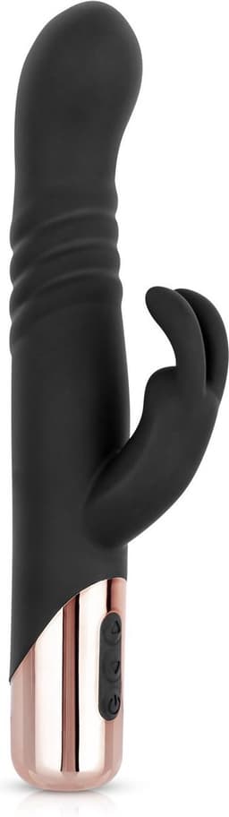 Rosy Gold - Rabbit Vibrator Met Stootfunctie - Zwart — thumbnail 6
