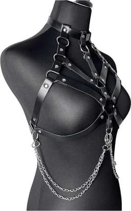 Leather Look Harnas met Ketting - Dames Lingerie - BDSM - Verstelbaar - Topje - Festival - Seks — thumbnail 5