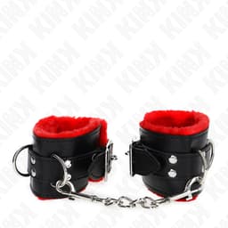 Kink - Fur Lined Wrist Restraints With Square Holes Red And Black Belt Adjustable 17-29 Cm X 6 Cm — thumbnail 2