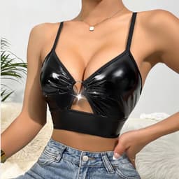 Glanzend Sexy Topje - BH - Zwart - Festival - Lingerie - Dames — thumbnail 3