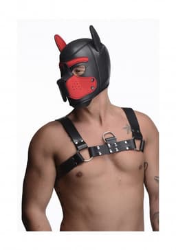Neoprene Puppy Hood - Black and Red — thumbnail 5