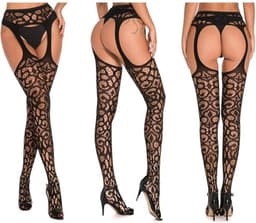 Sexy luxe zwarte panty kousen met jarretelgordel -Luxe panty - jarretel kousen- Cadeau voor Vrouw - Erotische kousen — thumbnail 2