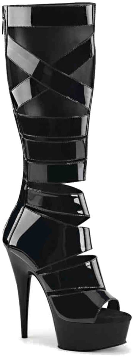 EU 36 = US 6 | DELIGHT-600-49 | 6 Heel, 1 3/4 PF Knee High Gladiator Boot, Back Zip — afbeelding 1