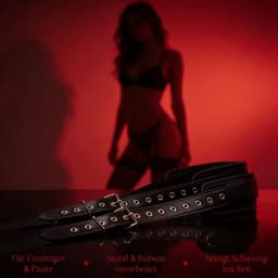 DOWO® - Body Bondage - Handboeien - Kleding Accessoires - Sexy Lingerie - Erotiek Riem - SM BDSM - PU Leer- Harnas Vrouwen - Handboeien - Sextoys voor vrouwen - Zwart — thumbnail 11