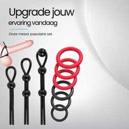 IVY LUX Cockring Set – 9-delige Penisring Set voor Mannen – 3 Verstelbare Cockringen + 6 Siliconen Ringen – Waterdicht & Wasbaar – Zwart en Rood — thumbnail 8