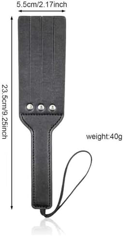 BDSM Zweep - Luxe Spanking Paddle met Flogger Stroken - Zwarte Leatherlook SM Slapper voor Impact Play - Billenkoek - Rollenspel en Koppels — thumbnail 4