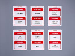 Wie ben ik spel - Partyspel Raadspel - Feestavond organiseren - Meer dan 10.000 combinaties - Pocket formaat - Rood — thumbnail 5