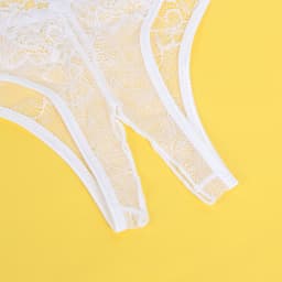 Zeloria Kanten Slip met Open Kruis en Strikdetail – Wit – Dames Lingerie Slip met Bandjes – XXL — thumbnail 3