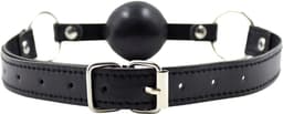 Smart Moves - Ball Gag - Siliconen Bal - PU Lederen Band - Zwart — thumbnail 4