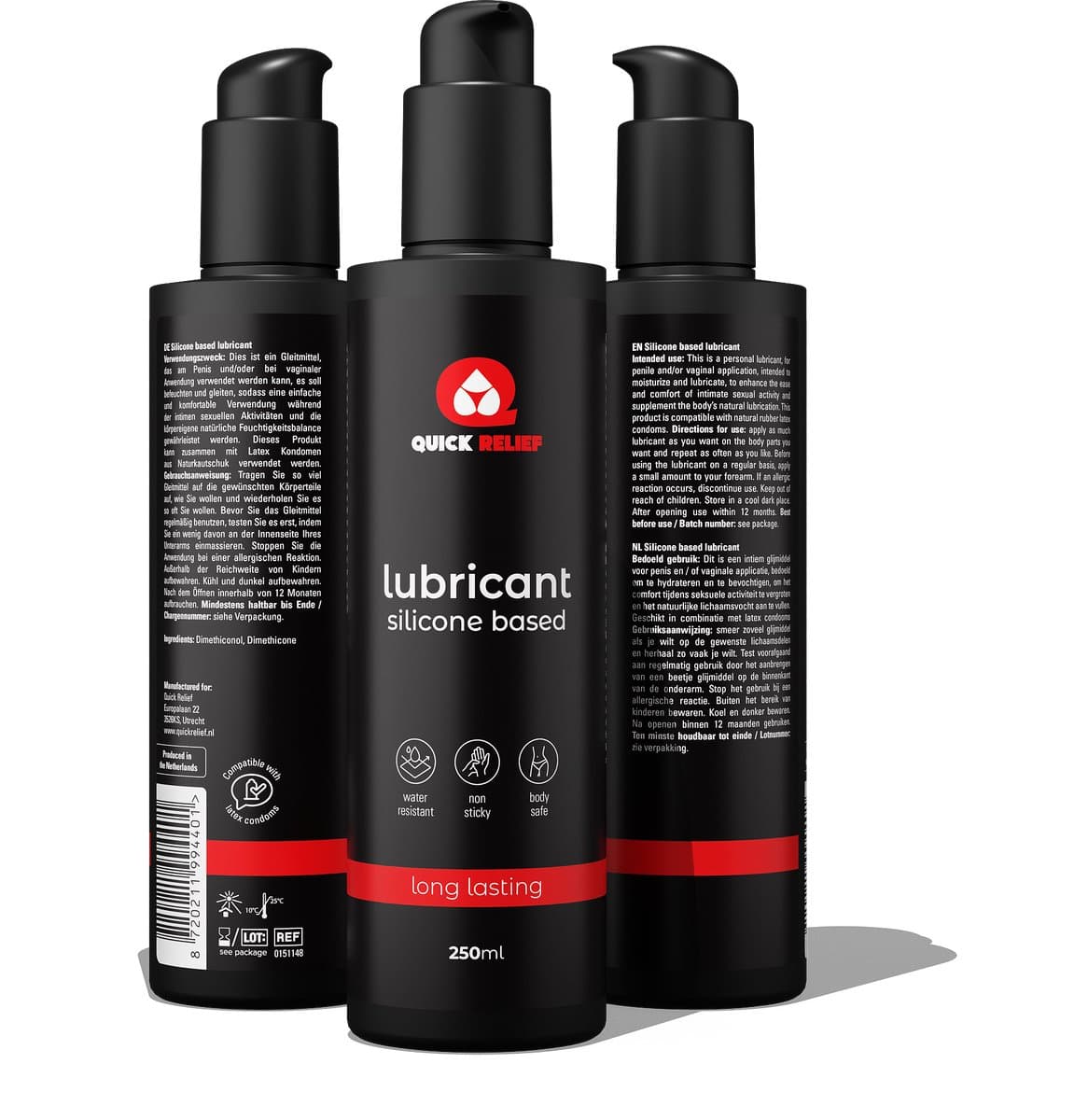 Quick Relief Siliconen Glijmiddel - Non Sticky - Waterbestendig - Body Safe - Lekker Lang Glad - Anaal Glijmiddel - Seksspeeltjes - Mannen & Vrouwen - Lube - 250ml — afbeelding 1