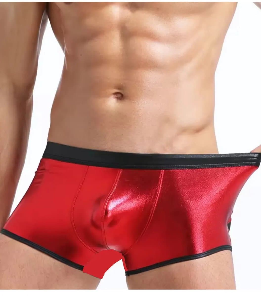 Rode mannen boxer van kunstleer voor een stijlvolle en opvallende uitstraling - verkrijgbaar in maat XS tot XL voor een perfecte pasvorm — afbeelding 1