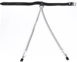 Halsband met tepelklemmen - Zwart — thumbnail 2