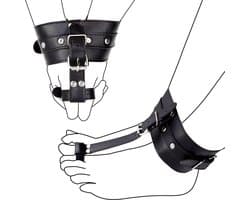Enkel en tenen bondage – Zwart - Faux Lederen Handboeien – BDSM boeien - Been vastbinden