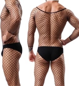 LekkerStout 3 Pack Heren Visnetbodies - Zwart - Sexy Herenlingerie | M-XL | ( LS244 ) — thumbnail 3