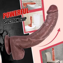 Nivard Dildo - Anaal - Met Zuignap - Siliconen - Sex Toys - Voor Mannen & Vrouwen - Voor Koppels - Couples - Bruin - 29cm — thumbnail 4