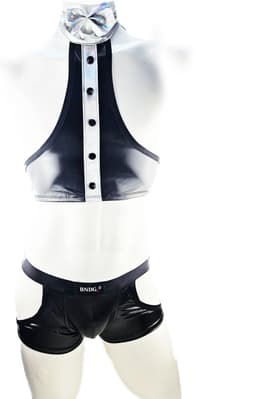 BNDGx® Sexy Cosplay Rollenspel kleding - Onesize - outfit heren bunny zwart wit set konijn — thumbnail 2