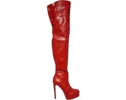 SHANGURETTI- EROTIC LAARS-RED-LEDERLOOK-HAK10CM-38