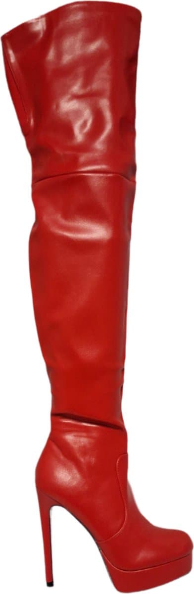 SHANGURETTI- EROTIC LAARS-RED-LEDERLOOK-HAK10CM-38 — afbeelding 1