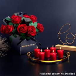 Luxe geschenkdoos met imitatierozen en rozengeurkaarsen, elegante bloemenset in houten doos, ideale geurkaarsen voor huis, romantische thuisdecoratie voor elke gelegenheid — thumbnail 4