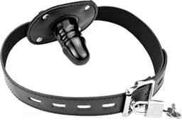 Gag Penis - Mondknevel - BDSM - Verstelbaar - 5CM - Zwart - Slot — thumbnail 1