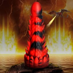 Demon Rising - Schubben Draak Siliconen Dildo - Rood/Zwart — thumbnail 3
