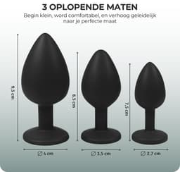 OHYES 3-Delige Siliconen Buttplug Set – Anal Butt Plug – Seks Toys voor Mannen & Vrouwen – Anale Seksspeeltjes - Buttplugs Anaal Speeltje met Diamanten - Lila — thumbnail 4