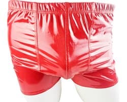 BamBella ® - Boxer short Maat S/M Datex Rood (Latex en stof SM kleding BDSM erotische heren kleding ondergoed lingerie onderbroek zwart