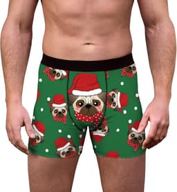 Heren Kerst Ondergoed Boxershorts met Grappige Print - Comfortabele Katoen Boxer Briefs — thumbnail 1