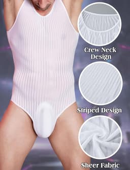 Mannen Body String Transparant Streep Mouwloos Kleding Stretch Onderhemd — thumbnail 2