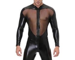 Lederen Bodysuit - Leather Bondage Kleding - Catsuit Heren - Erotische Kleding Mannen