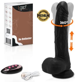 360° Realistische Vibrerende Dildo met Verwarming & Zuignap – Stotende & Roterende Sex Toy met Afstandsbediening – Waterdicht & Oplaadbaar – Zwart — thumbnail 1