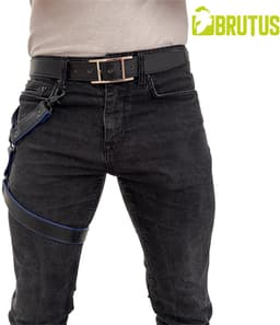 BRUTUS Leather Leg Harness Black-Blue — thumbnail 2