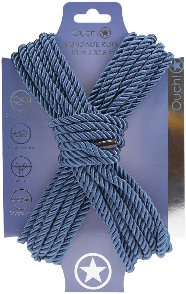 Ouch! by Shots - Polyester Bondage Touw - 10 m - Marineblauw — afbeelding 1